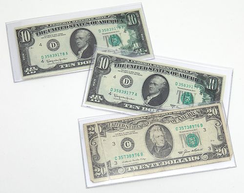 (3) U.S. currency misprinted bills,