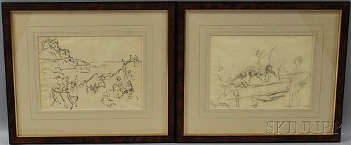 William Samuel Horton (American, 1865-1936)      Two Drawings: Gondola with Passengers