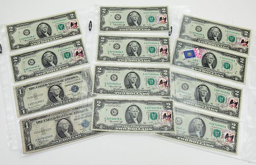 (12) U.S. Treasury notes including (10) 2$