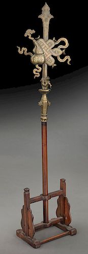 Chinese Qing ceremonial brass spear,