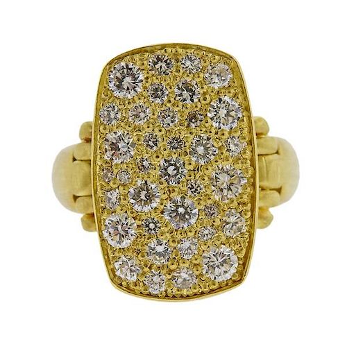 Faye Kim 18K Gold Diamond Pave Chiclet Ring