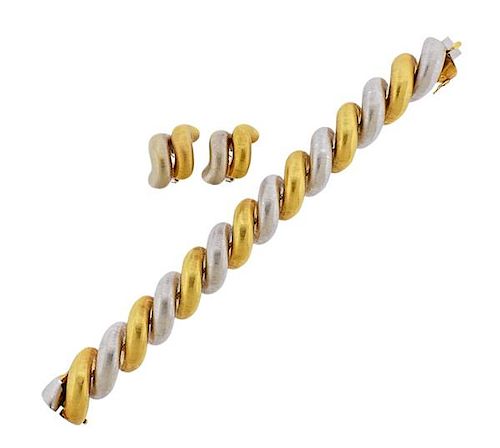 Buccellati 18K  Gold San Marco Bracelet Earrings Set