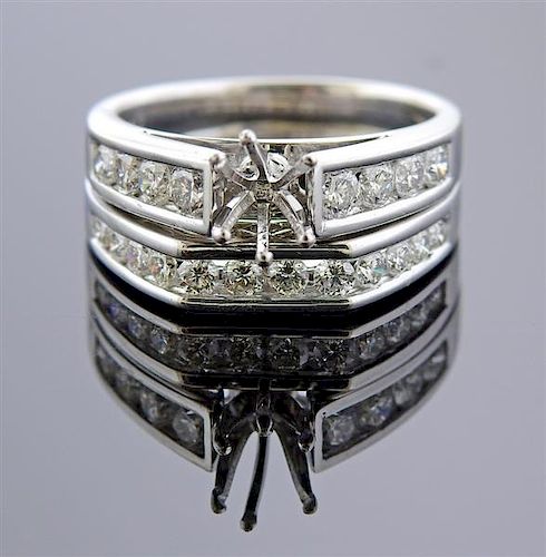 18K Gold Diamond Bridal Wedding Ring Set Mounting