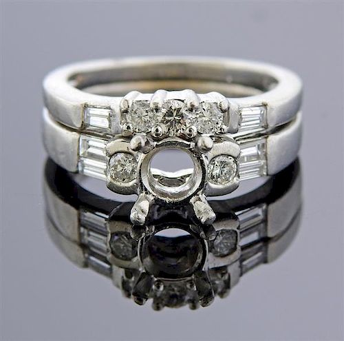 Platinum Diamond Bridal Wedding Ring Set Mounting