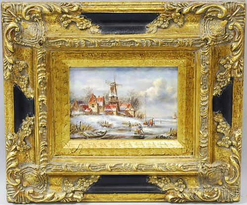 Continental School, 19th Century      Dutch-style Winter Landscape.
