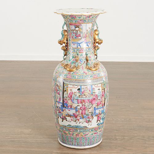 Huge Chinese famille rose floor vase