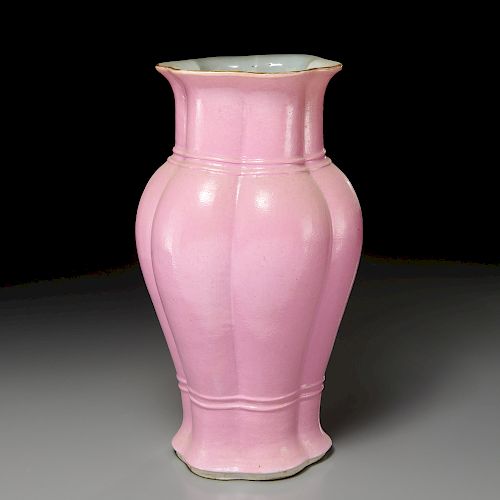 Chinese monochrome pink porcelain vase