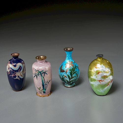 (4) Japanese Ginbari cloisonne cabinet vases