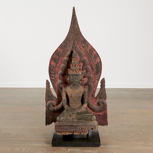 Large antique Southeast Asian sitting Buddha