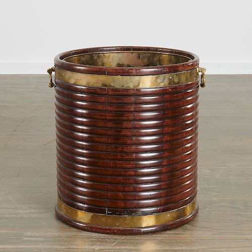 Irish Regency brass-bound mahogany peat bucket
