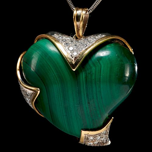 Malachite heart pendant necklace
