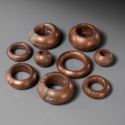 Group West African tribal copper currency jewelry