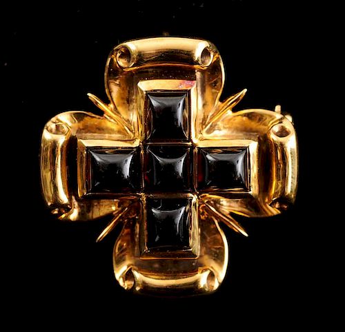 14k Yellow Gold and Garnet Replica of a Spanish Cross, by The Metropolitan Museum