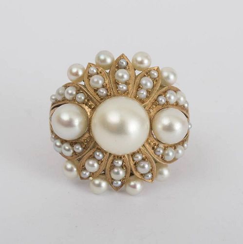 14k Yellow Gold and Cultured Pearl Ring