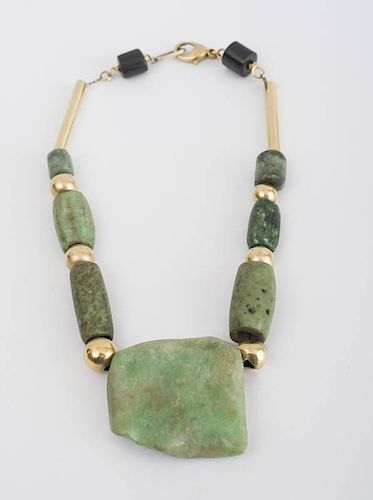 Three Primitive Stone Bead Necklaces