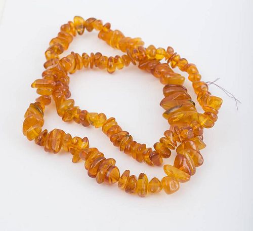 Four Tumbled Amber Bead Necklaces