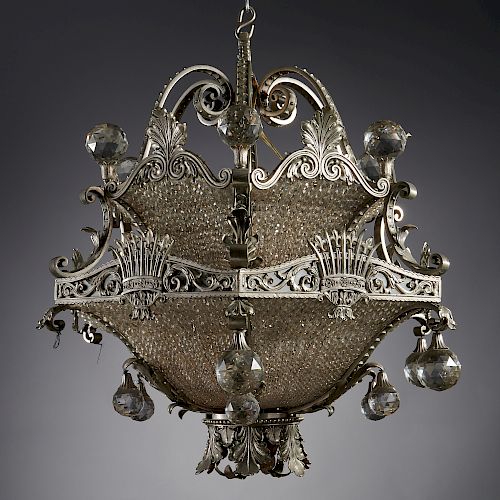 Large Belle Epoque silvered bronze chandelier