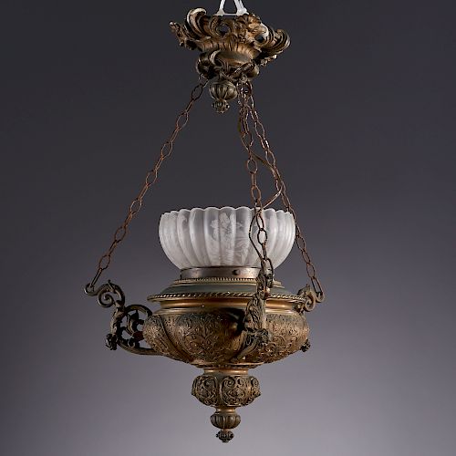 French gilt bronze hanging votive lantern