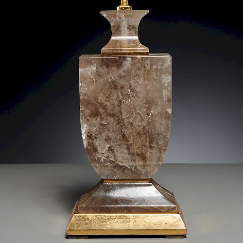 Smokey rock crystal urn-form table lamp