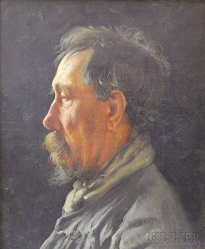 Jules Blancpain (Swiss, 1860-1914)      Portrait of an Older Man in Profile.