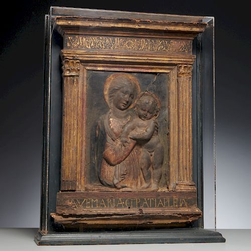 Donatello (after), early painted plaster relief