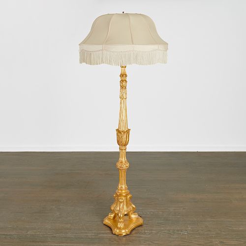 Italian Neo-Classic gilt pricket style floor lamp