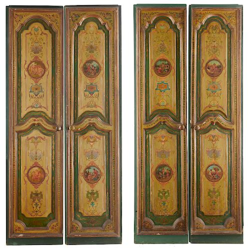 (4) Italian Baroque painted panel doors