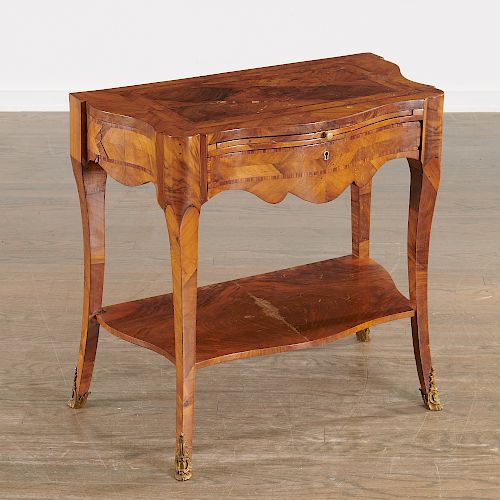 Continental Rococo walnut parquetry side table