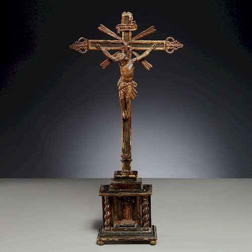 Large Continental Baroque standing Crucifix