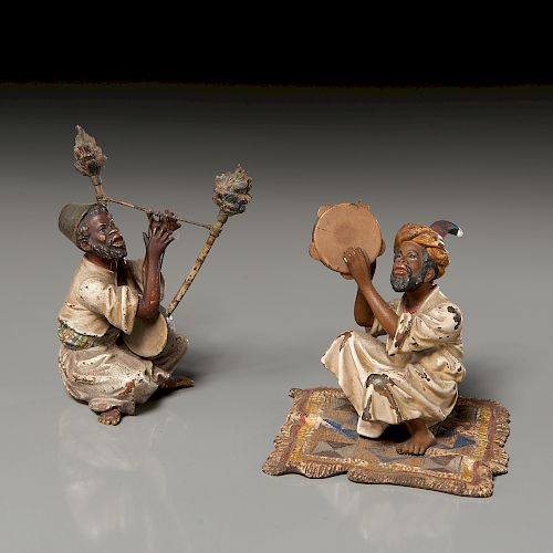 Vienna painted bronze, (2) seated musicians