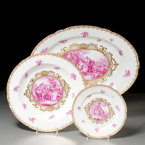 (3) 18th c. Ludwigsburg serving pieces