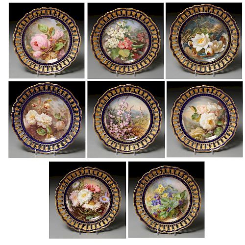 Set (8) fine Meissen cabinet plates