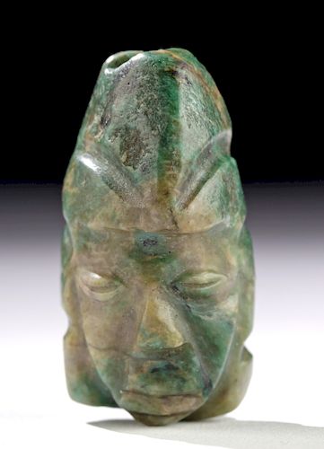Fine Maya Greenstone Amulet - Human Face