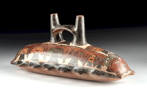 Nazca Polychrome Vessel - Serpent w/ Trophy Heads
