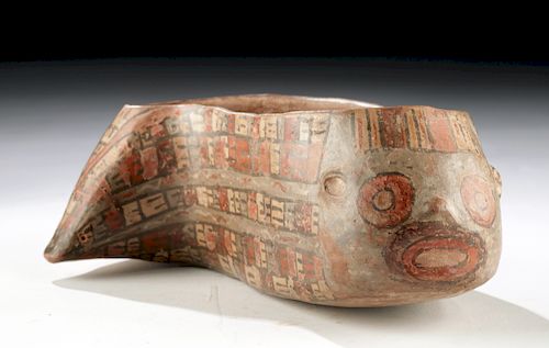 Nazca Polychrome Zoomorphic Vessel w/ Trophy Heads, TLd