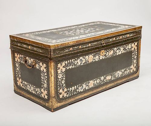 Chinese Export Brass-Mounted and Painted Trunk, Canton
