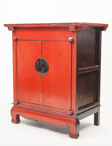 Chinese Red Lacquer Two-Door Side Cabinet
