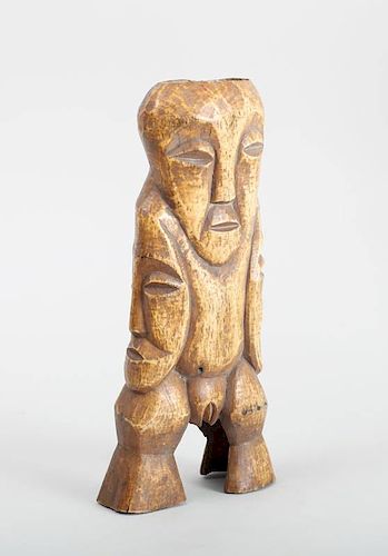 Lega Carved Bone Multi-Headed Standing Female Figure, Democratic Republic of Congo