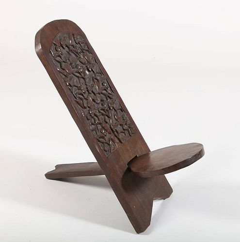 African Carved Hardwood Ceremonial Chair