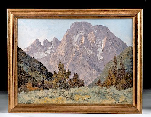 Framed Bill Freeman Painting "Mt. Moran" 1960s