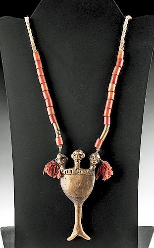 20th C. Naga Brass & Bone Headhunter's Necklace