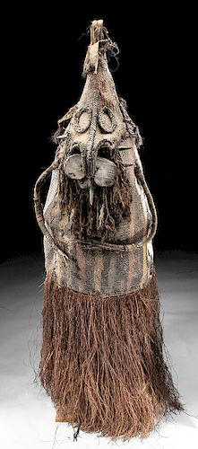 Early 20th C. Papua New Guinea Fiber Dance Mask