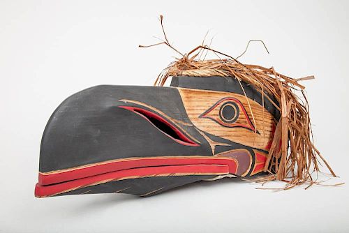 Northwest Coast Carved and Painted Wood Raven Mask