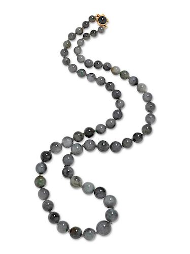 Bluish Grey Jade Bead Necklace