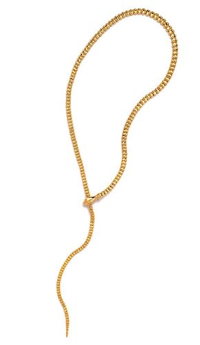 Tiffany & Co., Elsa Peretti, Gold Snake Lariat Necklace