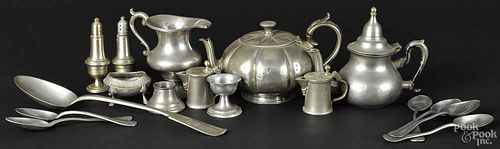 Assorted pewter tablewares, to include a James Dixon teapot