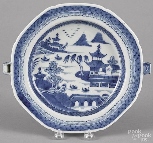 Chinese export porcelain canton hot water dish, 19th c., 9 1/2'' dia.