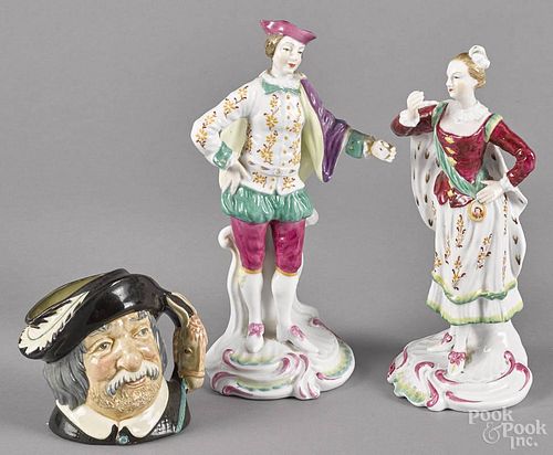 Pair of Spode porcelain figures of Mistress Robinson, 8 1/2'' h., and Richard Quinn, 9'' h.