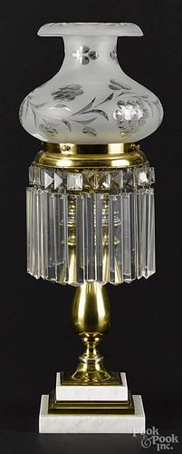 Brass and marble astral lamp, 20th c., 22'' h.