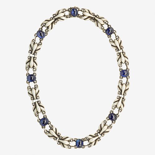 GEORG JENSEN SYNTHETIC SAPPHIRE & STERLING NECKLACE